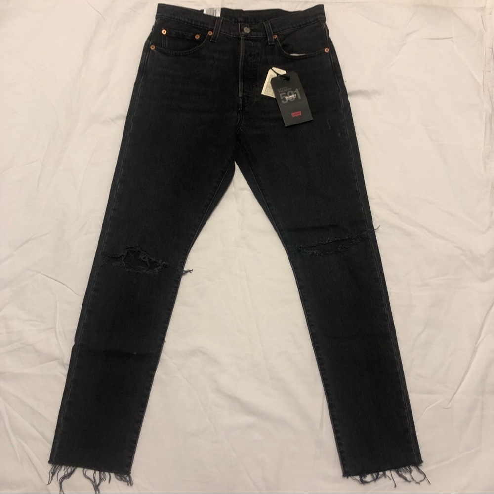 Levi’s 501 Premium Skinny Jeans Button Fly Cropped Raw Hem Size 29 x 28